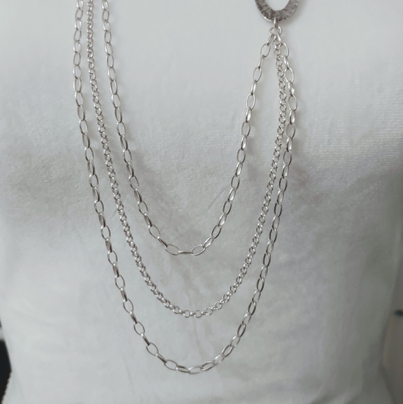 Vintage Silpada Modernist Multi Strand Hammered Link Necklace - Picture 4 of 11